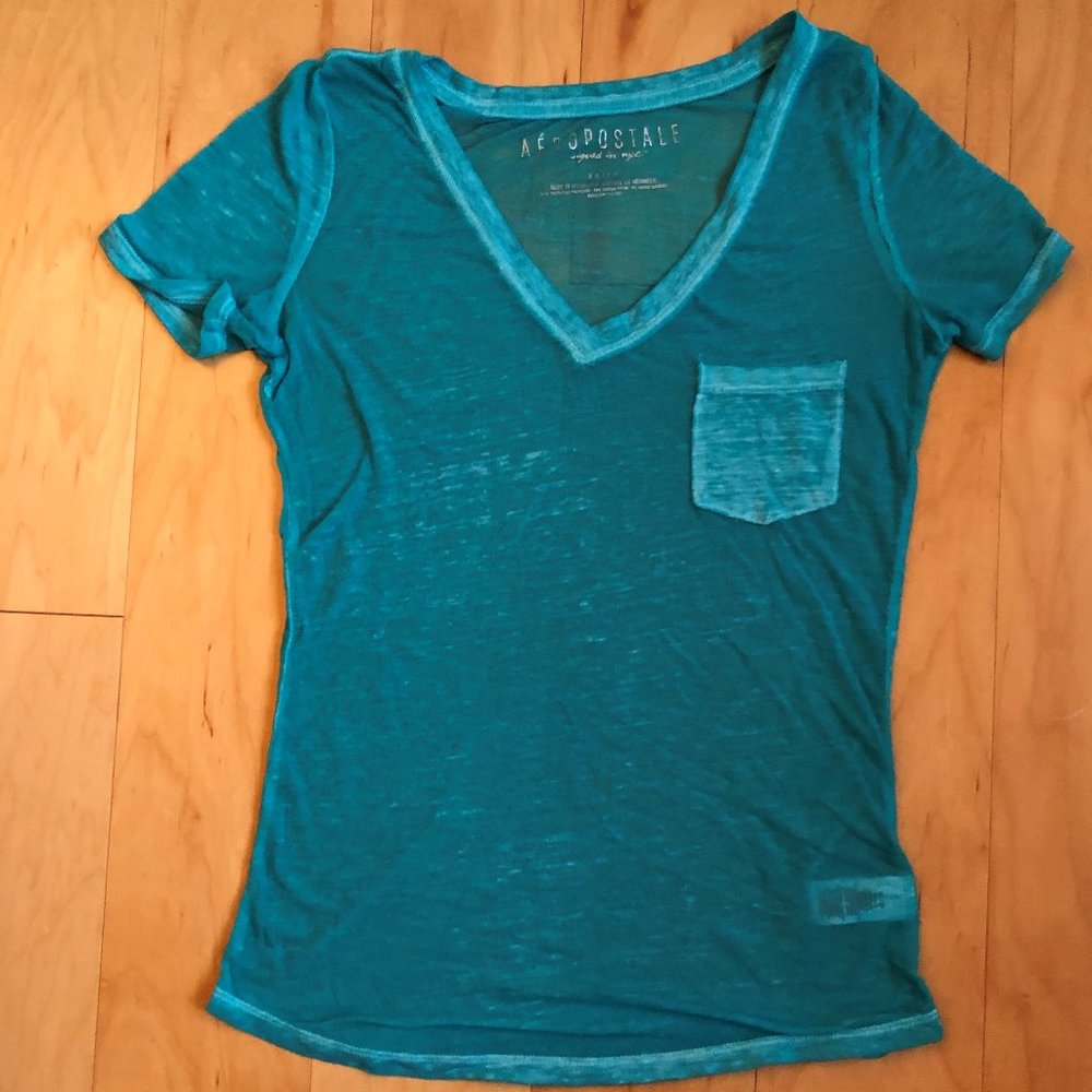 Turquoise Shear T-Shirt with Pocket